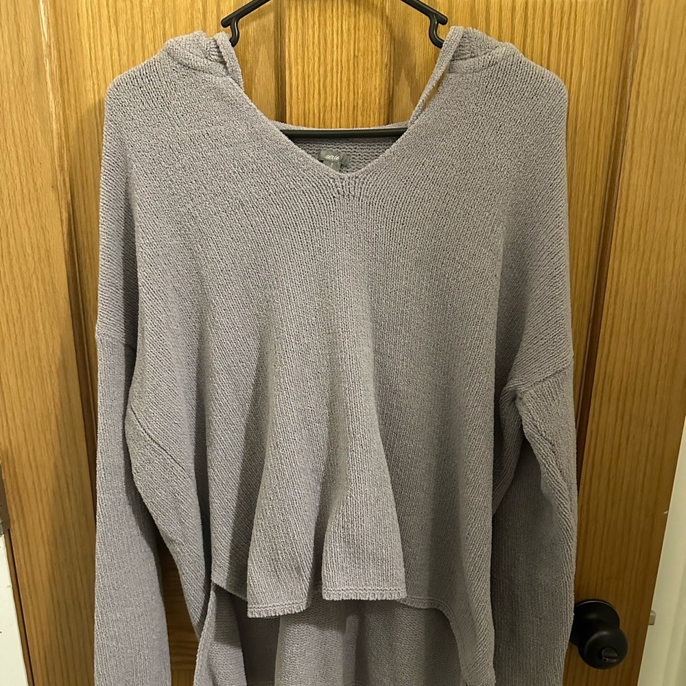 Aerie Chenille Purple Hooded Pullover
